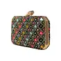 Women Black Sequins Multicolour Embroidery Clutch