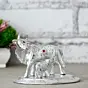 Silver White Metal Decorative Kamdhenu Cow with Calf Statue