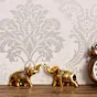 Set of 2 Golden Metal Elephants Statue, Animal Figurine Decorative Showpiece