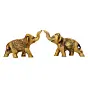 Set of 2 Golden Metal Elephants Statue, Animal Figurine Decorative Showpiece