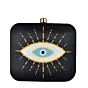 Woman Orange-White Evil Eye Printed Clutch