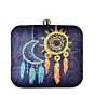 Women Blue-Orange Dream Catcher Printed Clutch