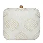 Woman White Embroidered Clutch