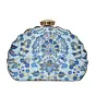 Women Baby Blue Floral Moon Clutch