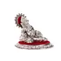 White Metal Silver and Red Lord Ganesha Idol