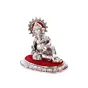 White Metal Silver and Red Lord Ganesha Idol