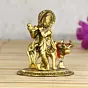 Golden Metal Lord Krishna playing Flute with Cow Showpiece