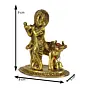 Golden Metal Lord Krishna playing Flute with Cow Showpiece