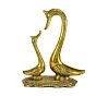 Golden Metal Loving swan couple showpiece