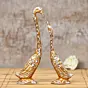 Golden Aluminium Loving Swan couple Love Birds showpiece