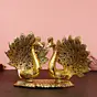 Set Of 2 Loving Golden Peacock Statue Decorative Metal Bird Figurines