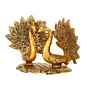 Set Of 2 Loving Golden Peacock Statue Decorative Metal Bird Figurines