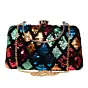 Women Black And Red Floral Embroidery Clutch