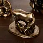 Brown Brass Kamdhenu cow and calf idol