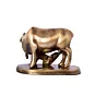 Brown Brass Kamdhenu cow and calf idol