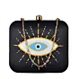 Woman Orange-White Evil Eye Printed Clutch