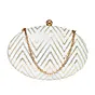 Woman White Embroidered Oval Clutch
