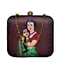 Women Green Saree Women Printed Clutch