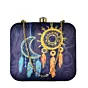 Women Blue-Orange Dream Catcher Printed Clutch