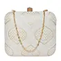 Woman White Embroidered Clutch