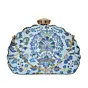 Women Baby Blue Floral Moon Clutch