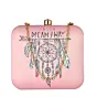 Woman Pink Dream Catcher Printed Clutch