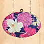 Women Dark Blue Floral Print Clutch