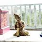 Golden Brass Buddha Resting On Knee Statue