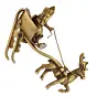 Gold Brass Ganesha Enjoying Ride With Deer Cart Decorative Showpiece