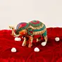 Stone Studded Brass Elephant Statue Animal Figurines