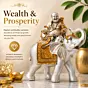 Silver & Golden Laughing Buddha Statue Seating on Elephant Figurine