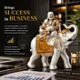 Silver & Golden Laughing Buddha Statue Seating on Elephant Figurine