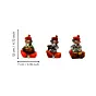 Orange Set of 3 Polyresin Ganesha Idol Playing Tabla, Flute and Dholak