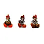 Orange Set of 3 Polyresin Ganesha Idol Playing Tabla, Flute and Dholak