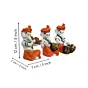 Orange Set of 3 Polyresin Ganesha Idol Playing Dholak, Violin and Tabla