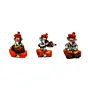Orange Set of 3 Polyresin Ganesha Idol Playing Dholak, Violin and Tabla