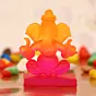 Pink and Orange Double Sided Crystal Car Ganesha Showpiece