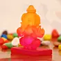 Pink and Orange Double Sided Crystal Car Ganesha Showpiece