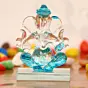 Sky Blue Transparent Double Sided Crystal Ganesha Idol For Home, Office and Car Dashboard