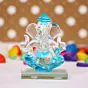 Sky Blue Transparent Double Sided Crystal Ganesha Idol For Home, Office and Car Dashboard