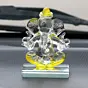 Yellow Transparent Double Sided Crystal Ganesha Idol For Home, Office and Car Dashboard
