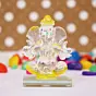 Yellow Transparent Double Sided Crystal Ganesha Idol For Home, Office and Car Dashboard