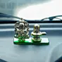 Green Lord Ganesha with Shivling Crystal Statue for Home and Car Dashboard