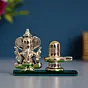 Green Lord Ganesha with Shivling Crystal Statue for Home and Car Dashboard