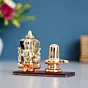 Orange Lord Ganesha with Shivling Crystal Statue for Home and Car Dashboard