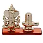 Orange Lord Ganesha with Shivling Crystal Statue for Home and Car Dashboard
