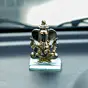 Golden Lord Ganesha Crystal Statue for Home and Car Dashboard