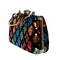 Women Black And Red Floral Embroidery Clutch