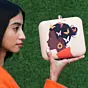 Women Beautifull Brown Girl with Pastel Butterfly Printed Clutch