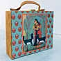 Women Miniature Art Print Suitcase Style Clutch Bag